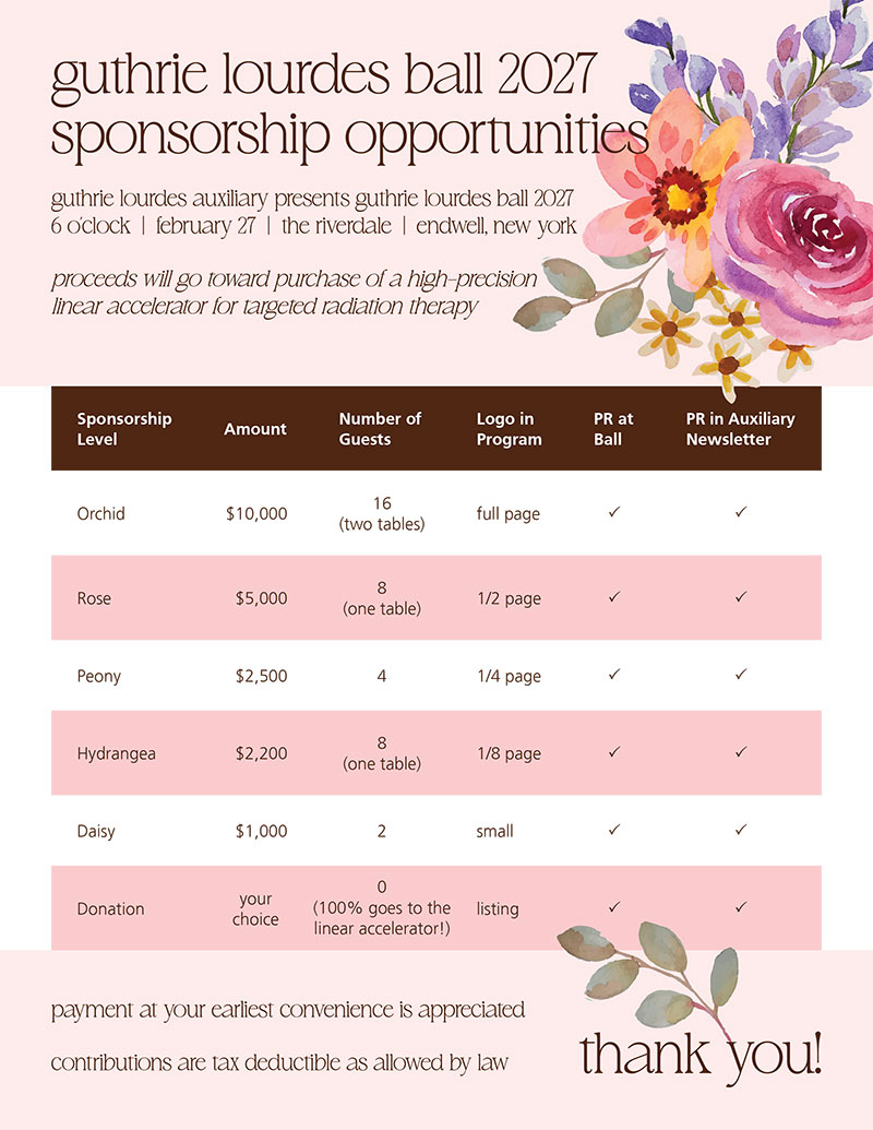 guthrie lourdes ball 2027 sponsorship opportunities