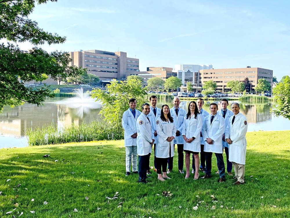 Residency Program Director Abraham Theodore Appleton, MD with residents at Packer Pond, 2022.