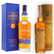  E.H. Taylor Small Batch Bourbon and The Glenlivet 18 Year Old Single Malt Scotch.