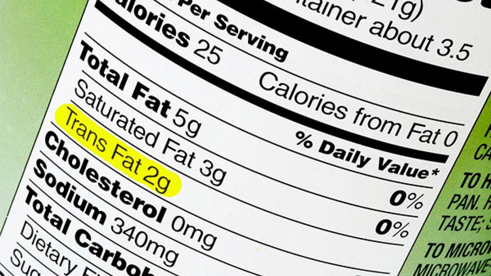 Food labels trans fat