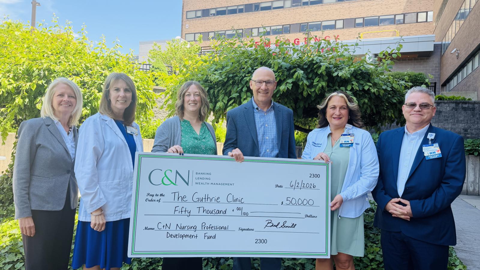 Guthrie establishes nursing professional development fund with $50,000 gift from C&N Bank.