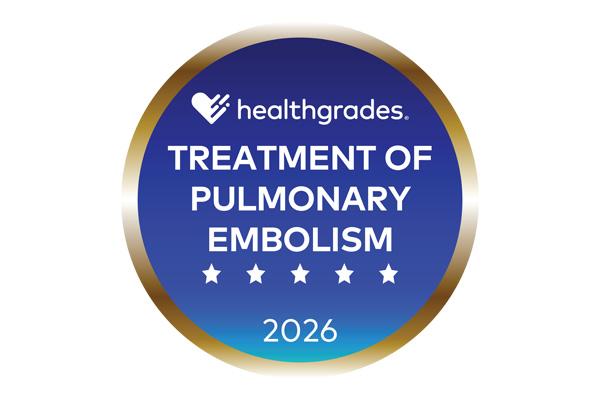 Five-Star Recipient for Treatment of Pulmonary Embolism