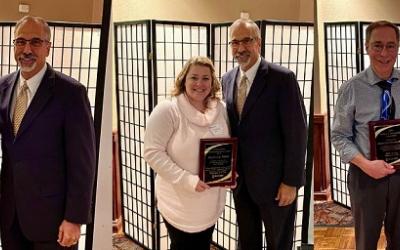 Melissa Bohac, PA-C, Stephanie Potter and Dr. Albert Lichtenstein each with Dr. Scopelliti, Guthrie President and CEO.