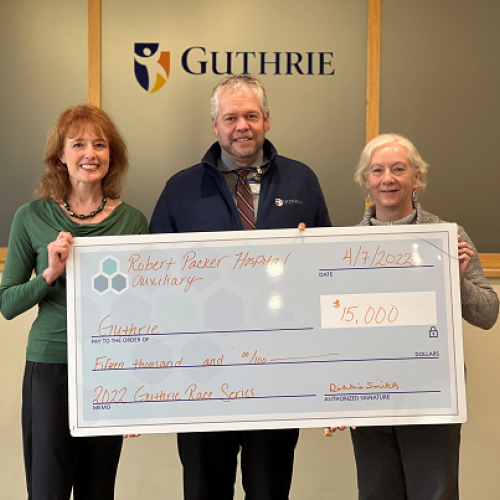 Robert Packer Auxiliary members present check as the auxiliary is named Title Sponsor of the 38th Annual Guthrie Gallop.
