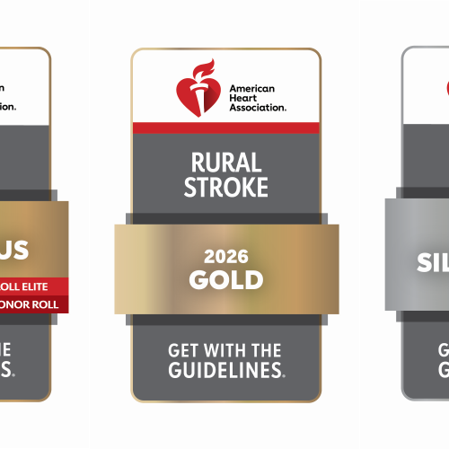 Three logos for Get With the Guidelines Gold, Rural Gold, and Silver recognitions.